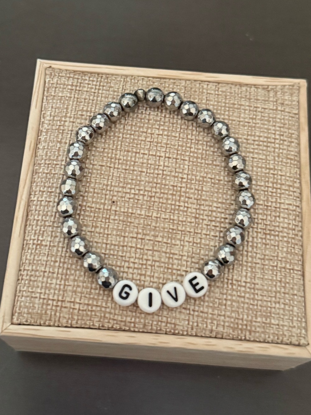 Give Beaded Stretch Bracelet in Silver